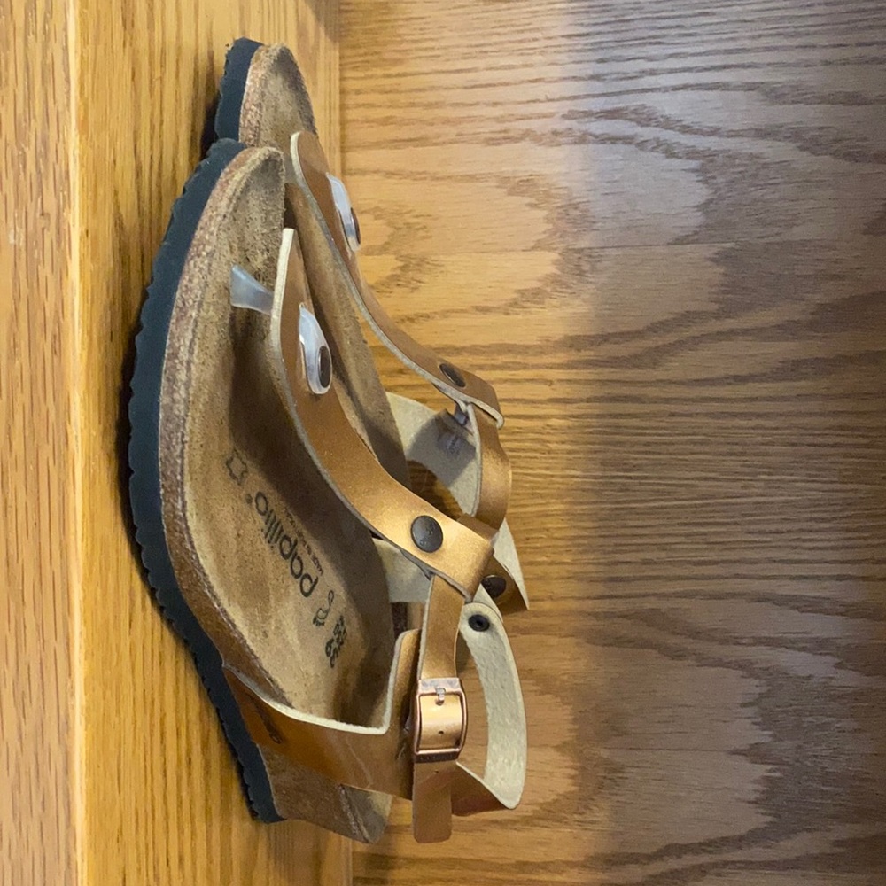 Papillo by Birkenstock wedge sandals metallic rose gold size 39